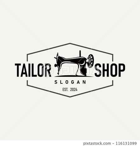 Tailor Logo, Needle and Thread Vector, Retro Vintage Simple Minimalist Old Inspiration Design 116131099