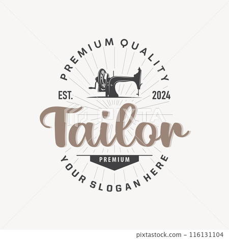 Tailor Logo, Needle and Thread Vector, Retro Vintage Simple Minimalist Old Inspiration Design 116131104