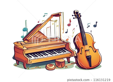 Medieval Instruments Cartoon Traditional classic musical instruments... - Stock Illustration ...