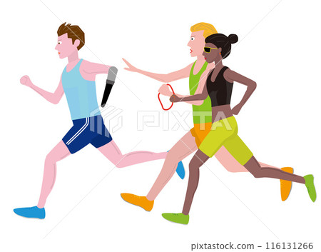 This is an illustration of the universal relay in para-athletics. This is an illustration of the universal relay in para-athletics. 116131266