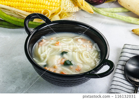 Soup with prawn and noodle Soup with prawn and noodle 116132031