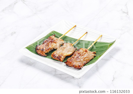 Thai cuisine - grilled pork skewer Thai cuisine - grilled pork skewer 116132033