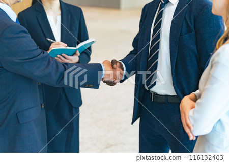 Group of multinational business people shaking hands 116132403