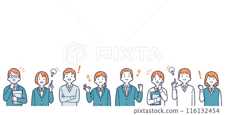 Illustration set of high school students looking up and with bright expressions_headline 116132454