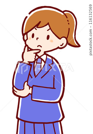 女學生用手托著下巴思考 116132569