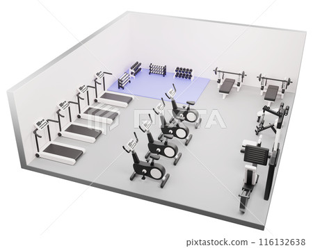 Isometric illustration of a sports gym Isometric illustration of a sports gym 116132638
