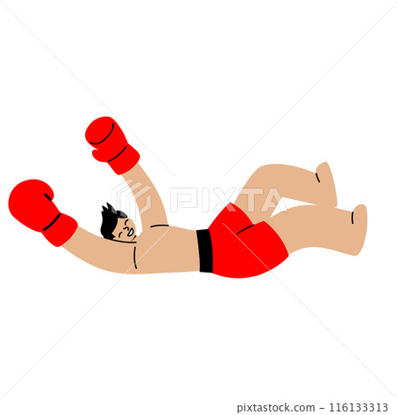 Muay Thai men are kicking and fighting, Thai boxing, sport illustration 116133313