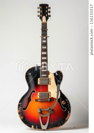 Retro electric guitar on white background 116133317