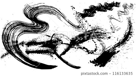 波浪噴霧、水墨藝術、手寫毛筆插圖 116133635