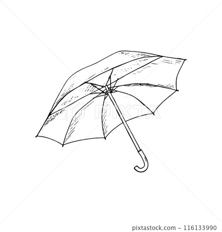 Umbrella vector illustration. Isolated open parasol. Hand-drawn vector illustration isolated on white background. Umbrella vector illustration. Isolated open parasol. Hand-drawn vector illustration isolated on white background. 116133990
