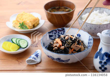 水煮羊棲菜日式早餐圖片 116134058