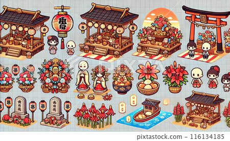 Obon, Higan-style illustration material set ① 116134185