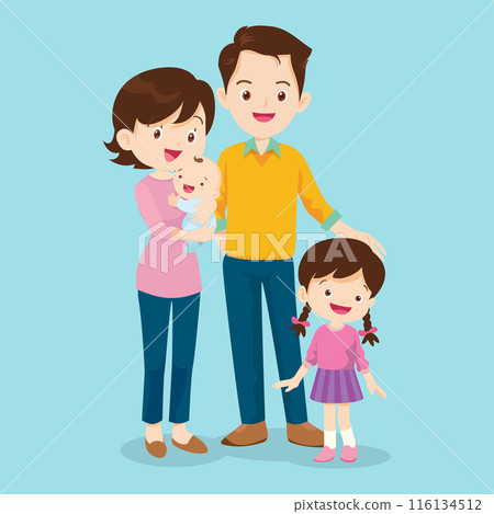 Happy family. Father, mother, son and daughter together Happy family. Father, mother, son and daughter together 116134512