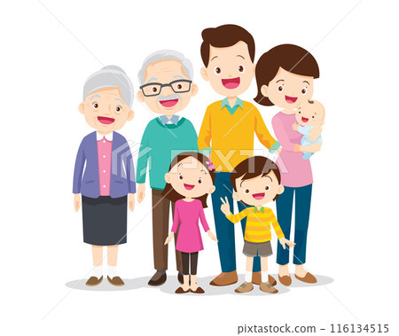 Big happy multi-generational family siblings relatives portrait 116134515