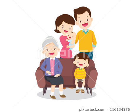 Big happy multi-generational family siblings relatives portrait 116134576