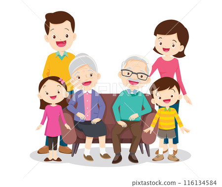 Big happy multi-generational family siblings relatives portrait 116134584