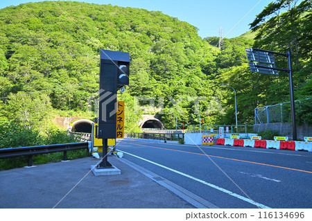 新三國隧道 國道17號 群馬縣一側 新綠季節 新三國隧道 國道17號 群馬縣一側 新綠季節 116134696