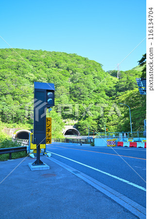Shin-Mikuni Tunnel, National Route 17, Gunma Prefecture side, season of fresh greenery 116134704