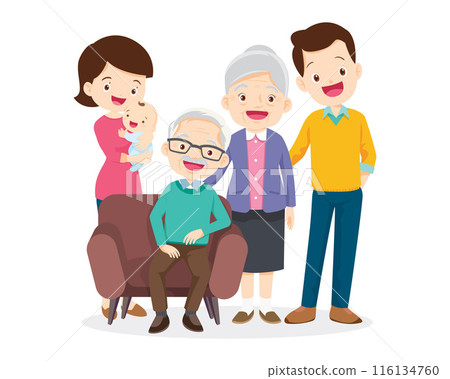 Big happy multi-generational family siblings relatives portrait 116134760