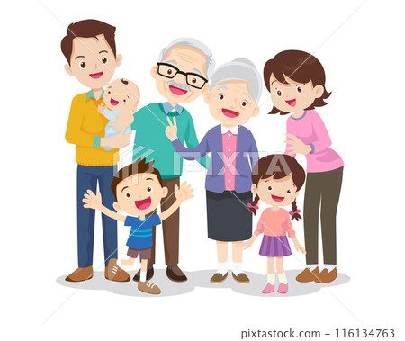 Big happy multi-generational family siblings relatives portrait 116134763