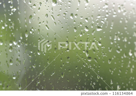 Raindrops on the window glass 116134864