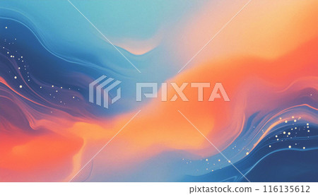 藍色和橙色漸層波浪抽象背景 116135612