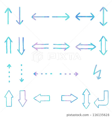 Handwritten simple arrow icon set blue 116135628