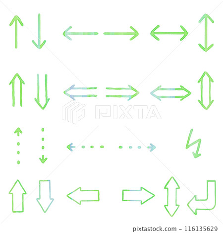 Handwritten simple arrow icon set green 116135629
