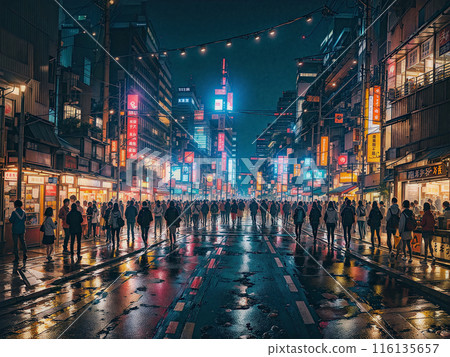 一座充滿霓虹燈與人群的大城市2 116135657