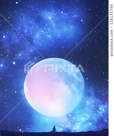滿月漂浮在星空中 116135799