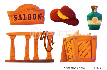 Western saloon design elements set 116136333