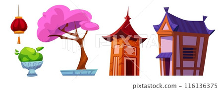 Chinese town street design elements set 116136375
