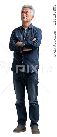 中年男子全身白色背景素材“AI生成圖像” 116136805