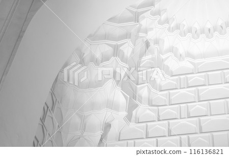 Arabic style architecture photo background with white arched ceiling Arabic style architecture photo background with white arched ceiling 116136821