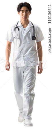AI-generated image of a male nurse's whole body on a white background 116136841