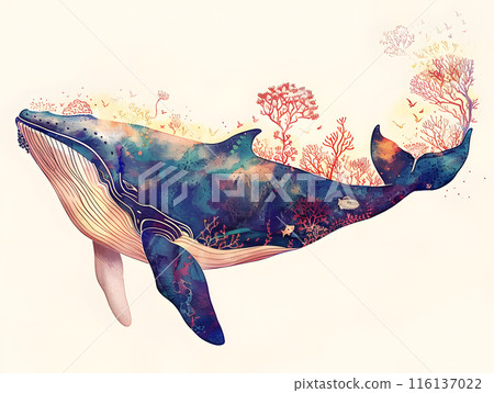 Mystical Whale with Coral Landscape Mystical Whale with Coral Landscape 116137022