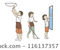A friendly parent and child cleaning 116137357