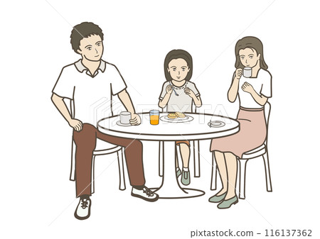 A friendly parent and child having a meal 116137362