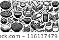 Outline Set of Mexican Food 116137479