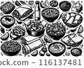 Outline Set of Mexican Food 116137481