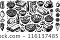 Outline Set of Mexican Food 116137485