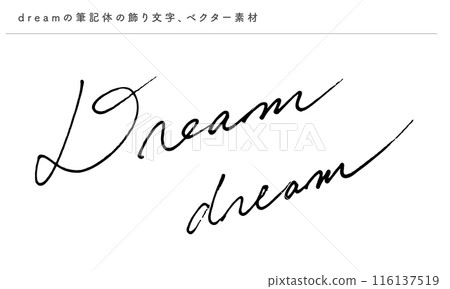 夢想的裝飾字母,草書英文手寫字母,向量素材 116137519