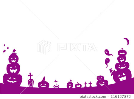 紫色萬聖節主題剪影框架 116137873