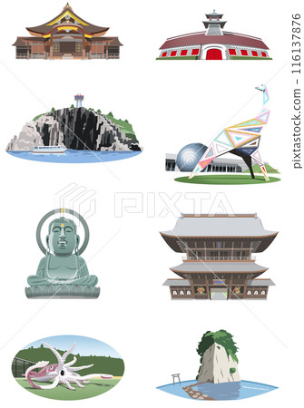 北陸4縣旅遊目的地插畫圖示集 北陸4縣旅遊目的地插畫圖示集 116137876