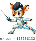 Deer fencer watercolor isolate transparent background. 116138132