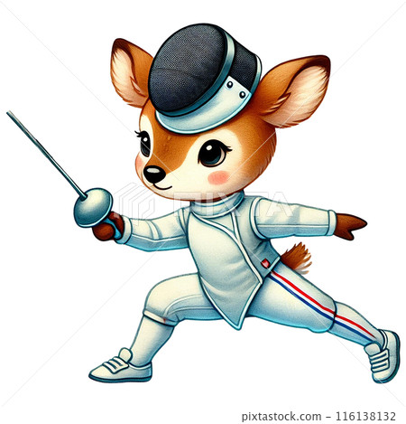 Deer fencer watercolor isolate transparent background. Deer fencer watercolor isolate transparent background. 116138132