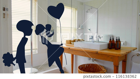 Image of couple icon over empty bathroom 116138362