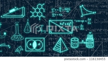 Image of mathematical equations on black background Image of mathematical equations on black background 116138455