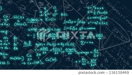 Image of mathematical equations on black background Image of mathematical equations on black background 116138469