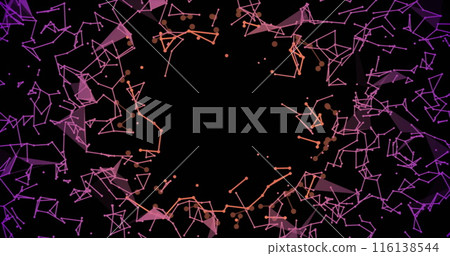 Image of floating connected lines on black background 116138544